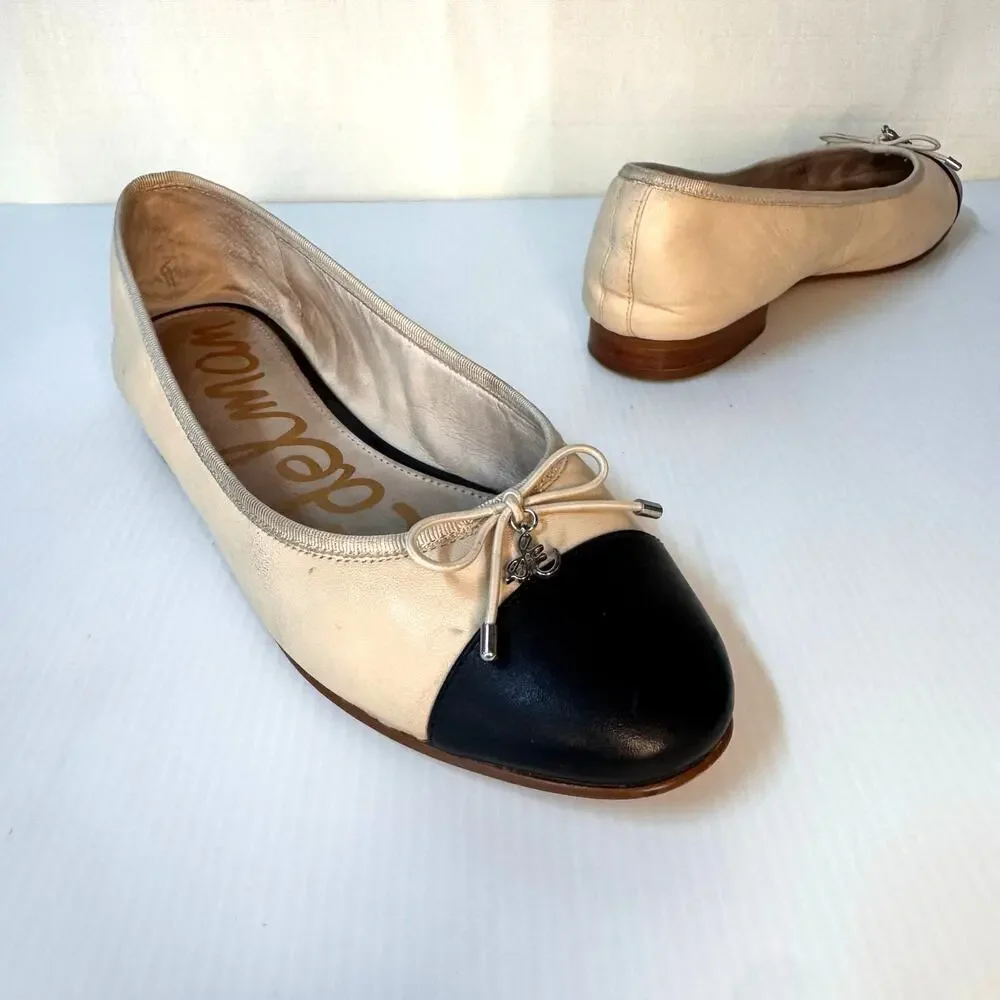 SAM EDELMAN Ballet Flats Size 7.5 Classic Preppy Business Casual Neutral Minimal - Picture 2 of 9